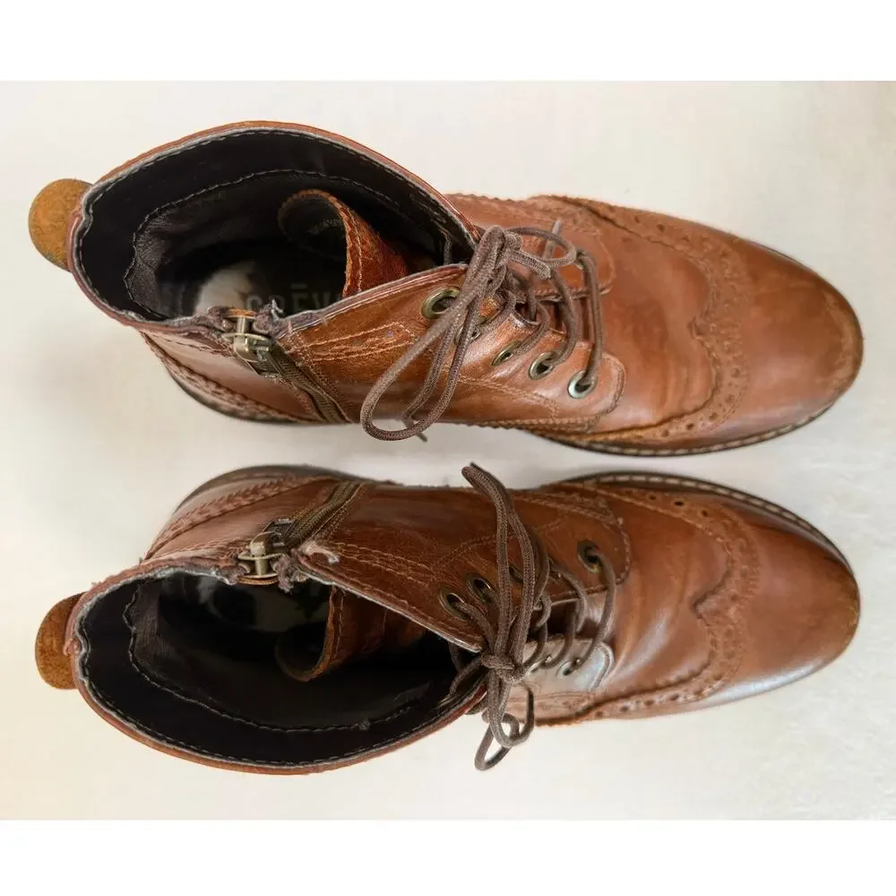 Crevo Men's Speak Easier Leather Boot, Chestnut Brown, Size 9